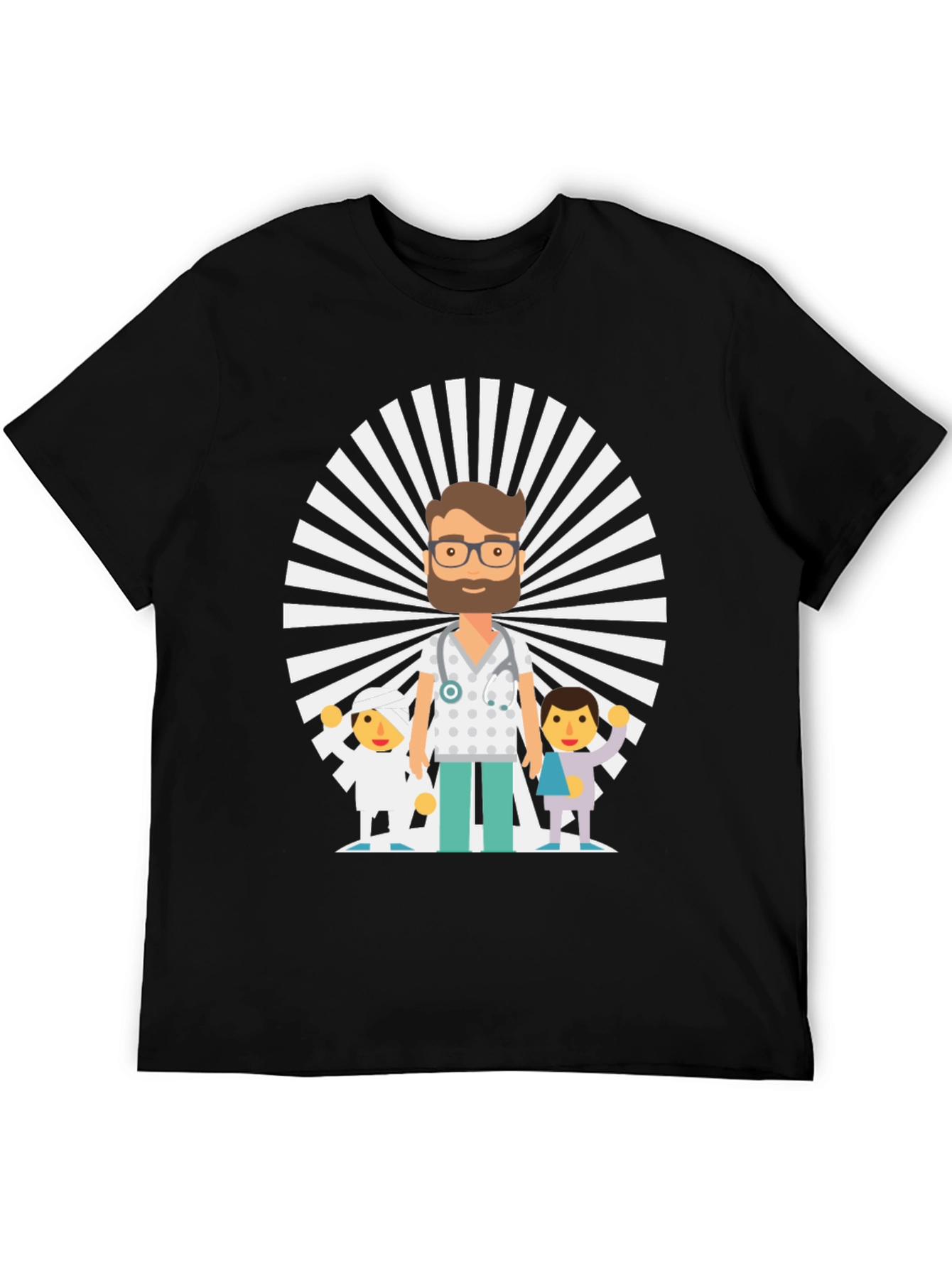 Black Cartoon Doctor & Patients Graphic Tee view 5
