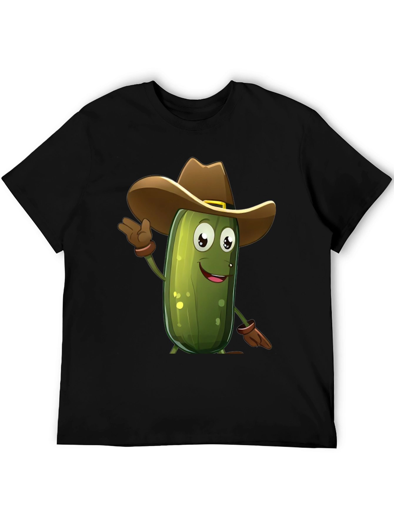 Black Pickle Cowboy T-Shirt - Funny Cartoon Tee view 5