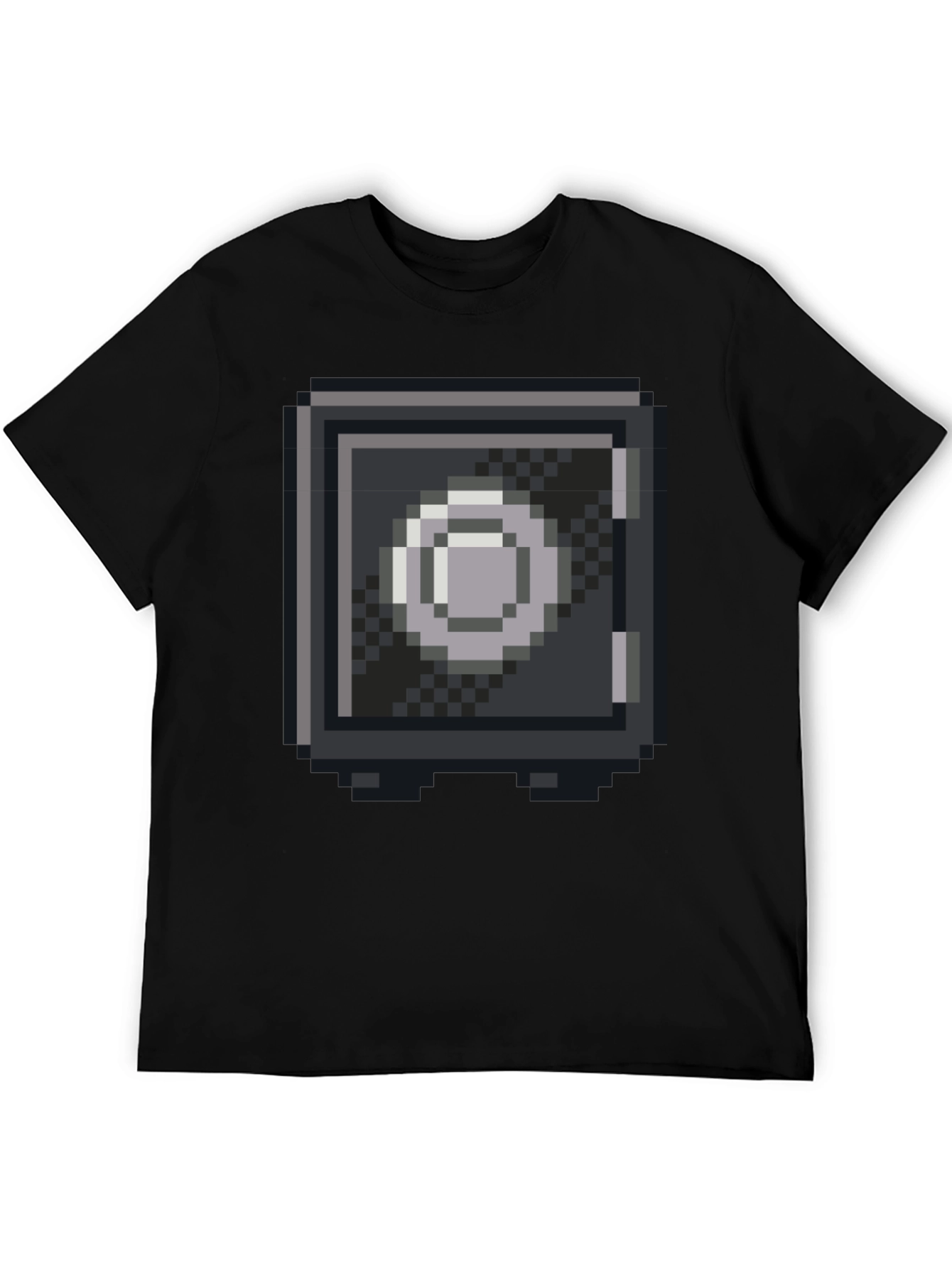 Black Pixelated Safe Graphic Tee - Black Cotton Blend Casual Shirt view 5