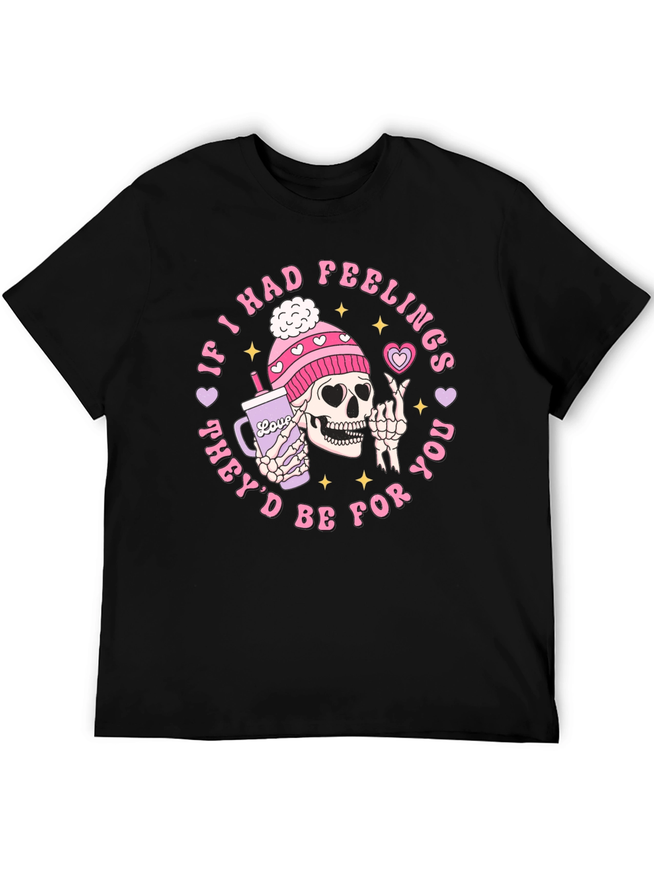 Black Funny Skeleton Valentine's Day Graphic T-Shirt view 5