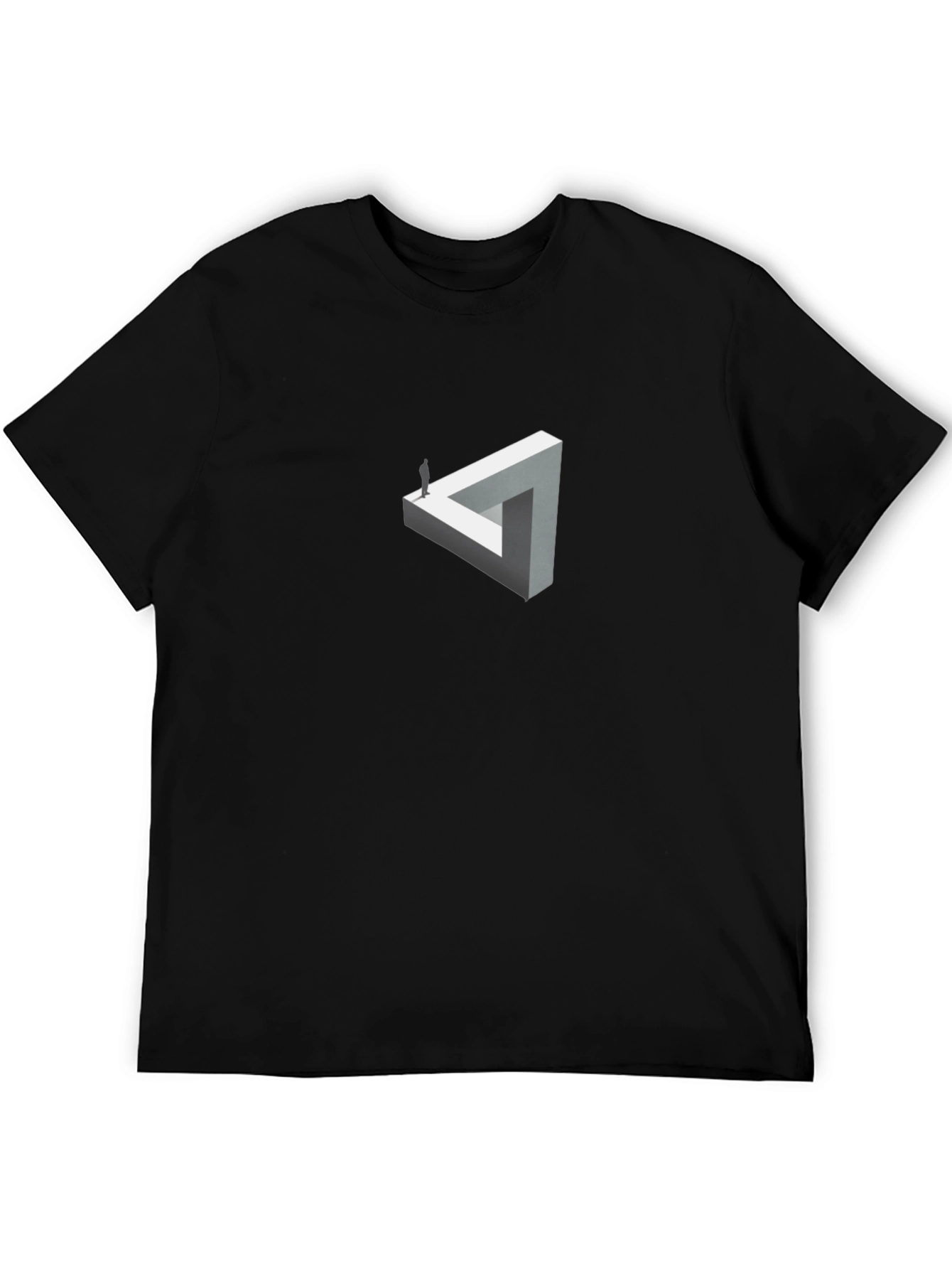 Black Impossible Triangle Graphic Tee - Black Cotton Mens Shirt view 5