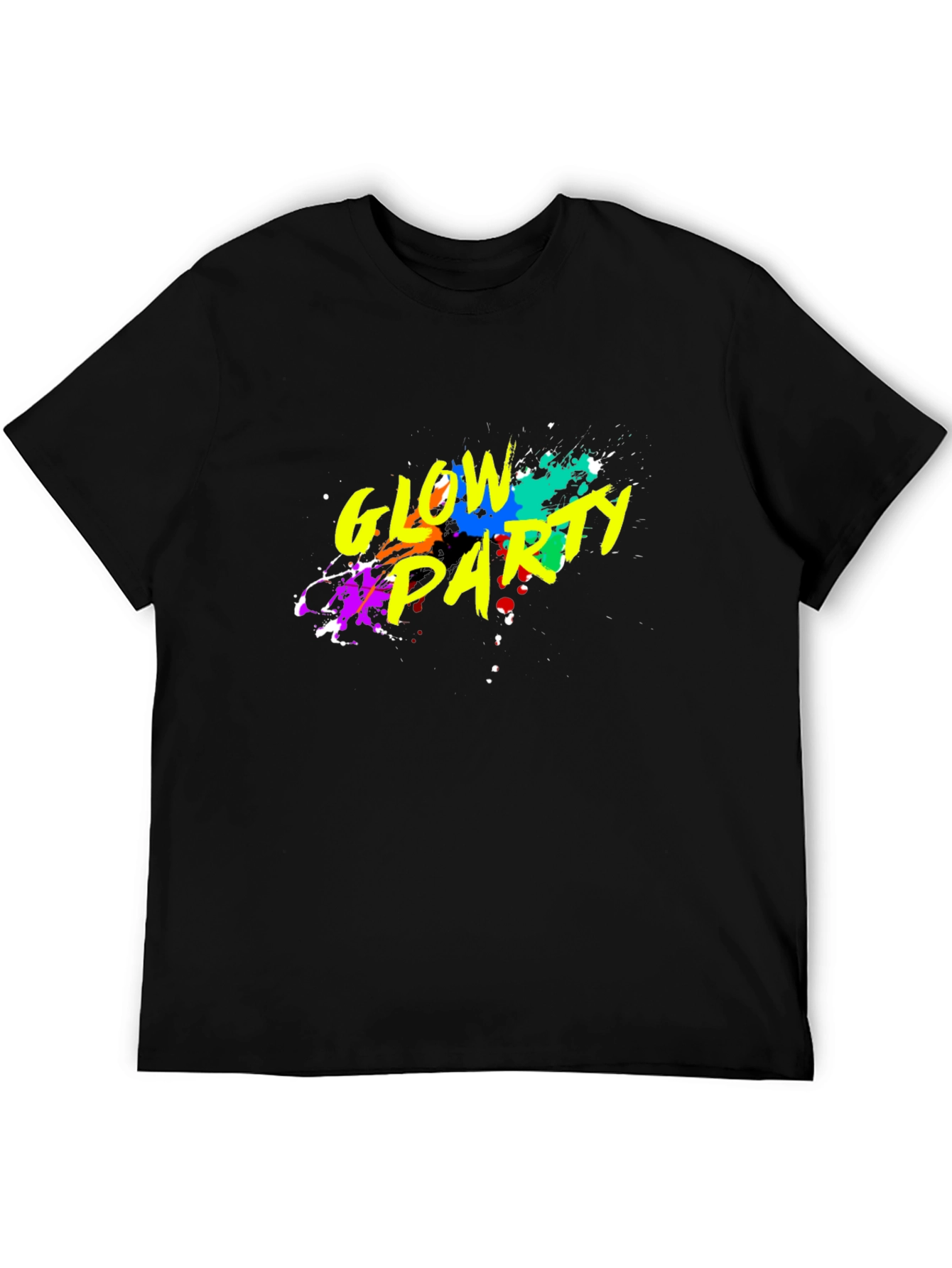 Black Glow Party Graphic T-Shirt - Black Crew Neck view 5