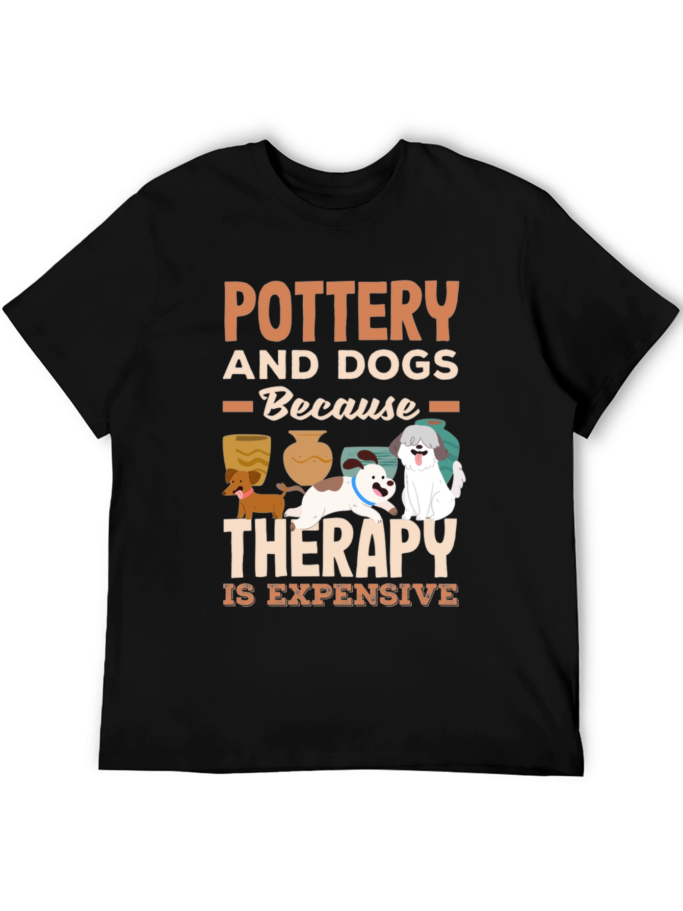 Black Pottery and Dogs Therapy T-Shirt view 5