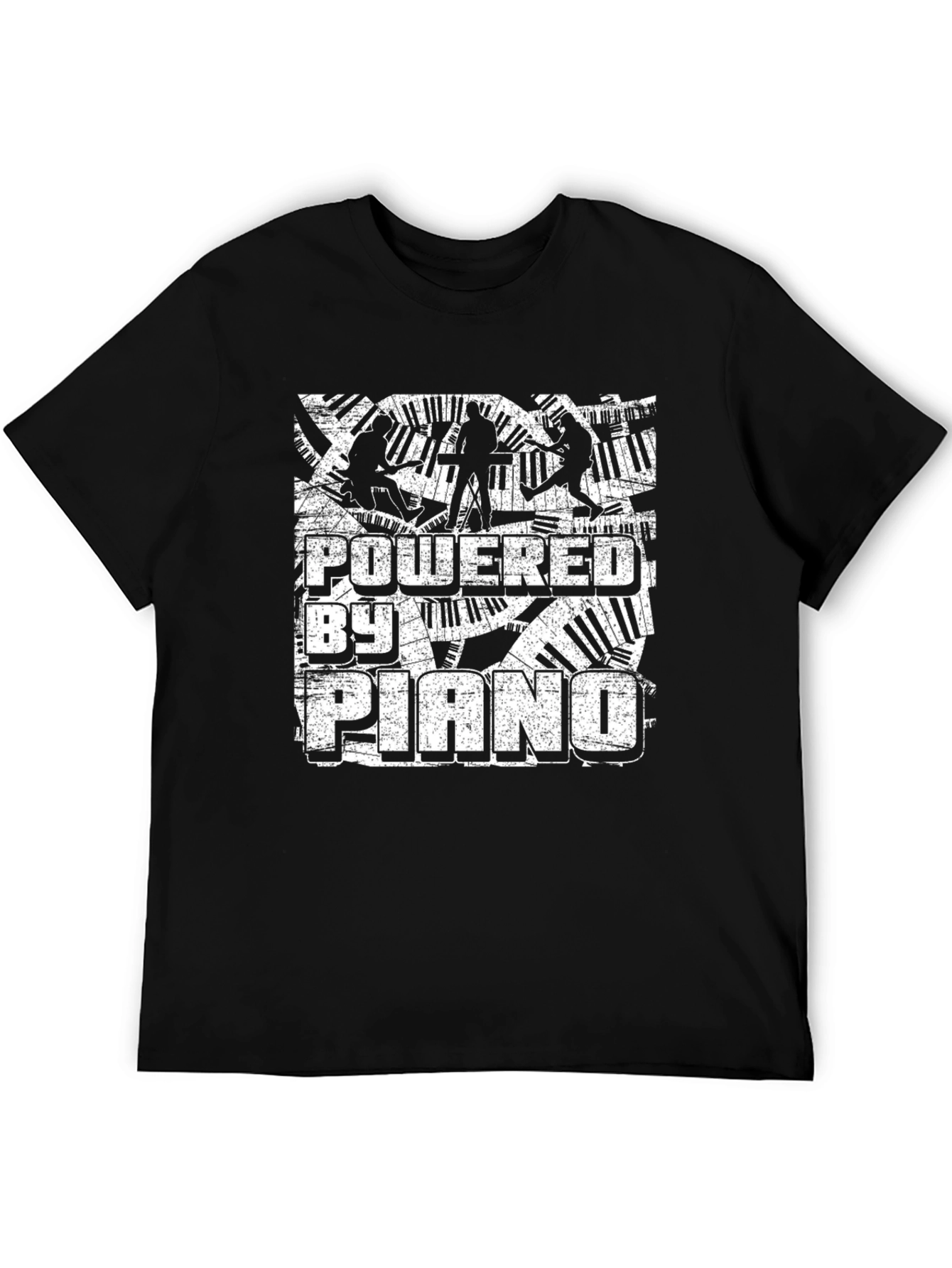 Black Powered by Piano Graphic Tee view 5