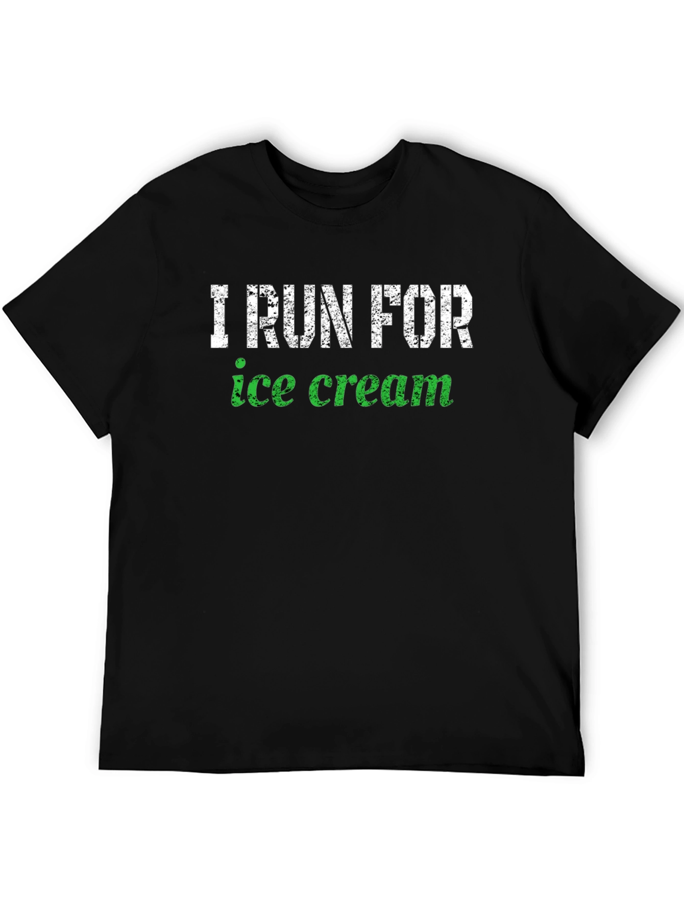 Black I Run For Ice Cream Black Cotton T-Shirt view 5