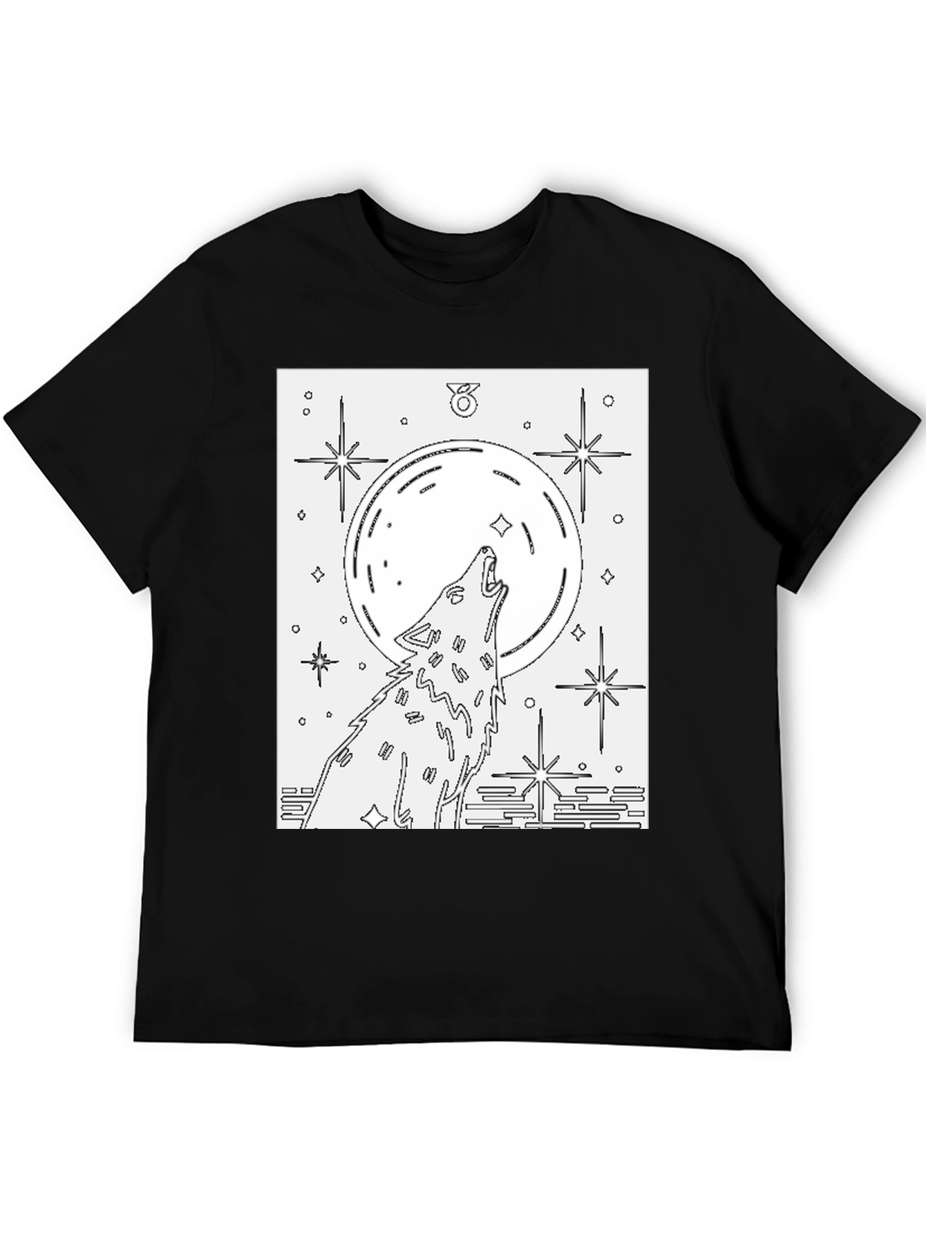 Black Wolf Moon Graphic Tee - Unisex Black Cotton T-Shirt view 5