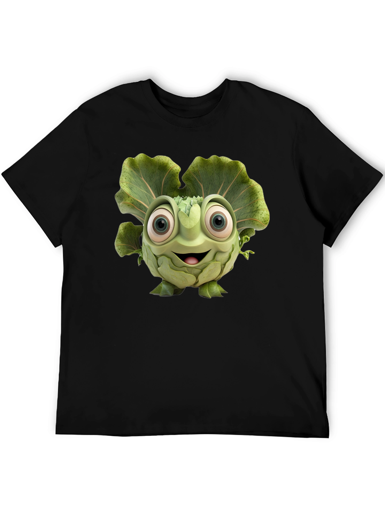 Black Artichoke Cartoon Graphic Black T-Shirt view 5