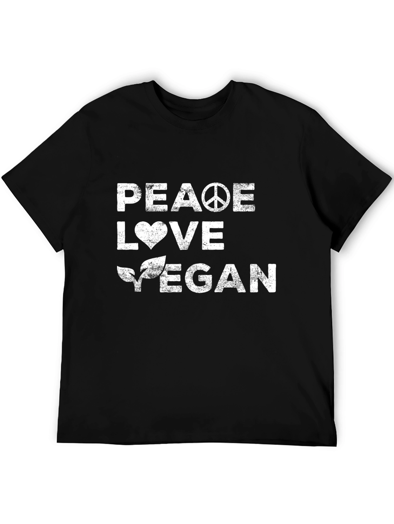 Black Peace Love Vegan T-Shirt - Unisex Black Tee view 5