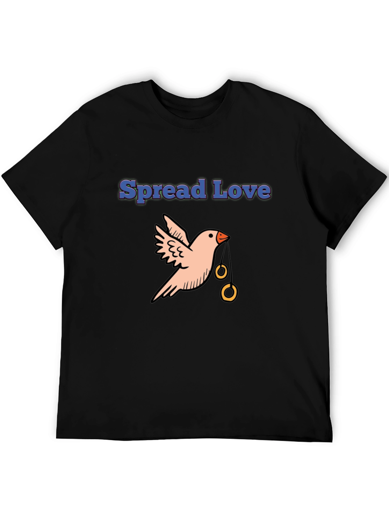 Black Spread Love Bird Graphic Tee - Black Cotton Casual view 5