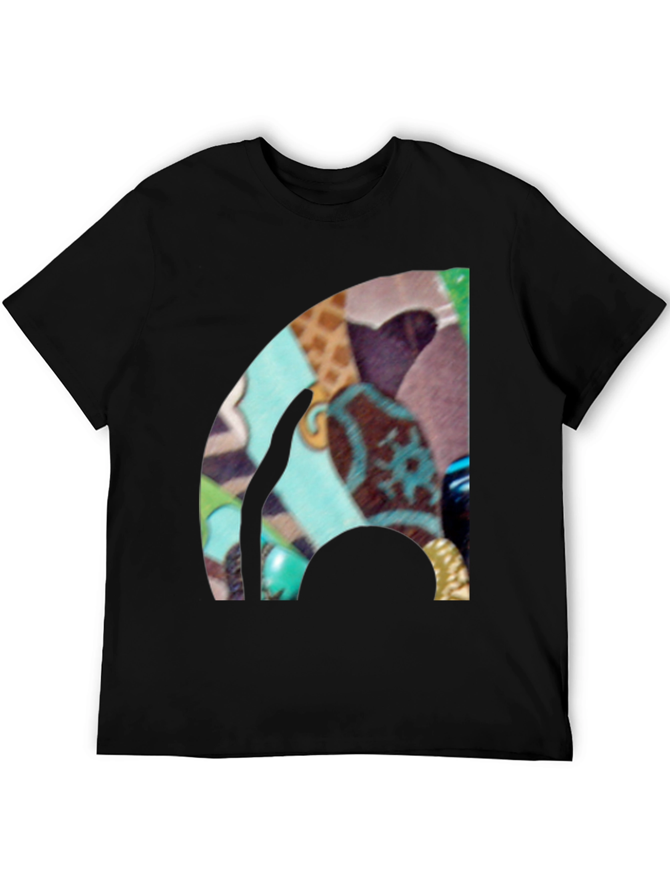 Black Abstract Art Graphic Black T-Shirt view 5