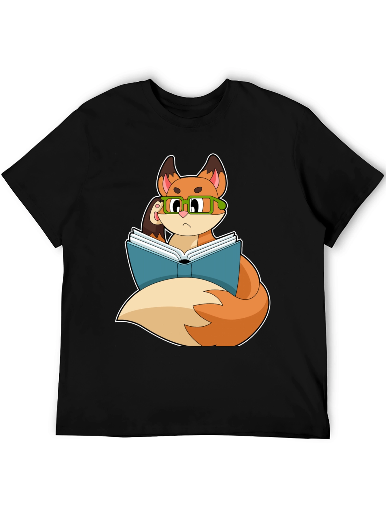 Black Bookish Fox T-Shirt - Smart & Stylish view 5