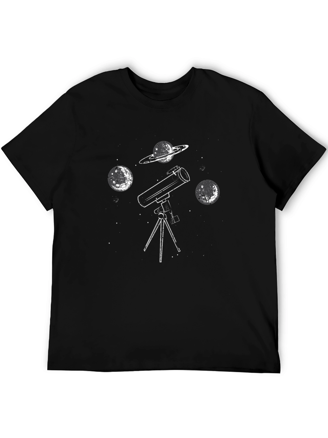 Black Astronomy Telescope T-Shirt - Space Planets Graphic Tee view 5