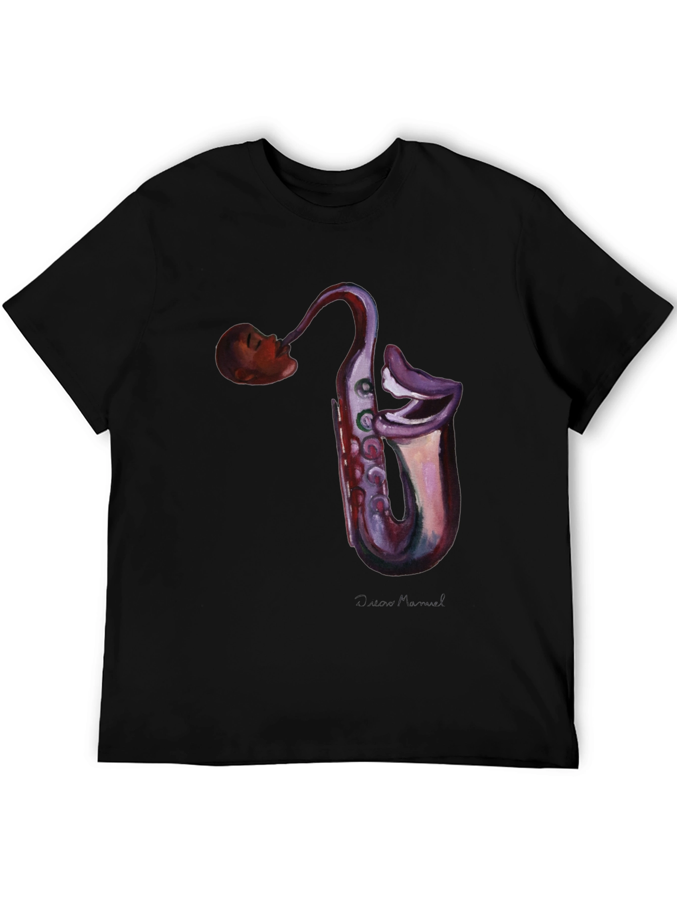 Black Saxophone Head T-Shirt - Unique Music Lover Tee view 5