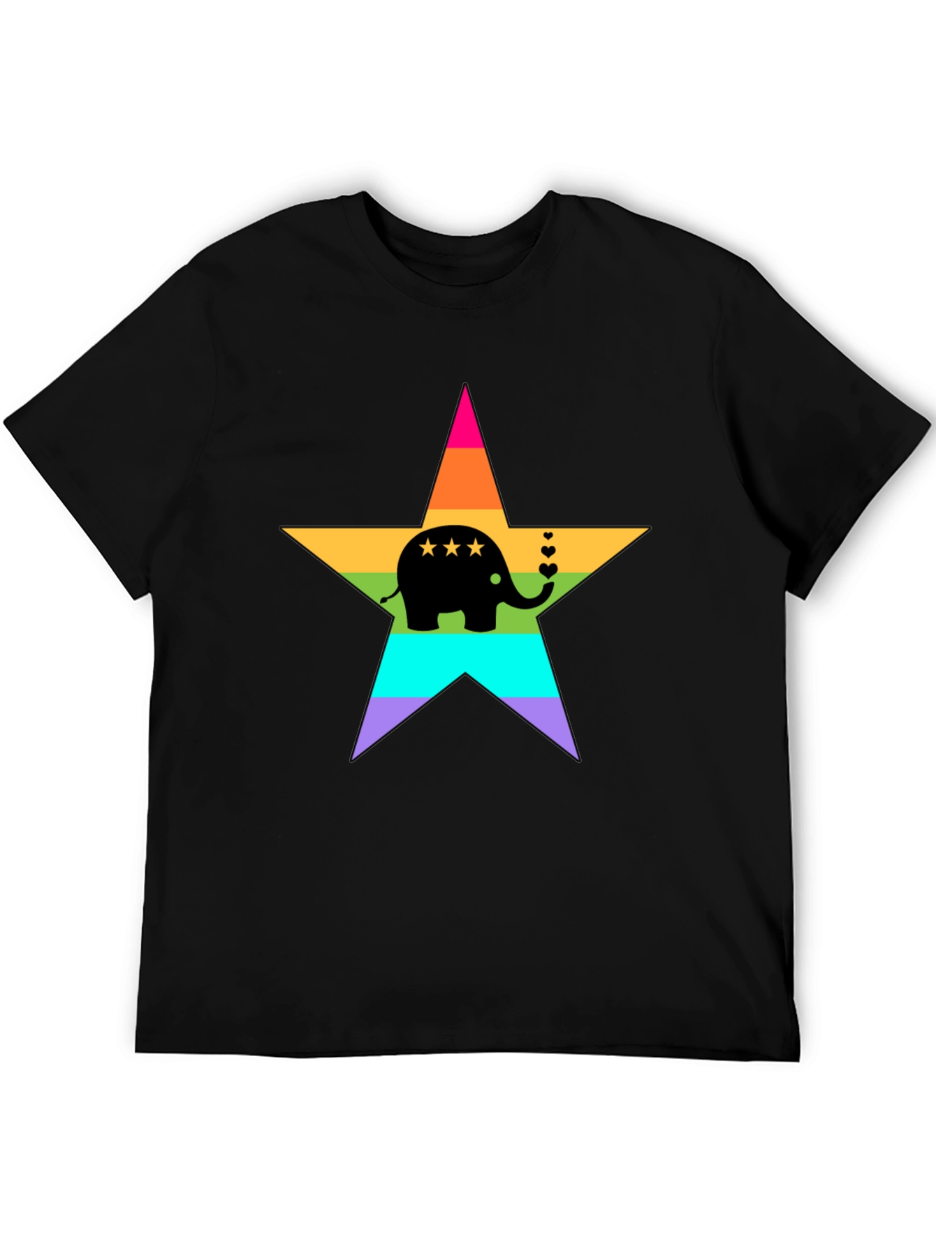 Black Rainbow Elephant Star T-Shirt view 5