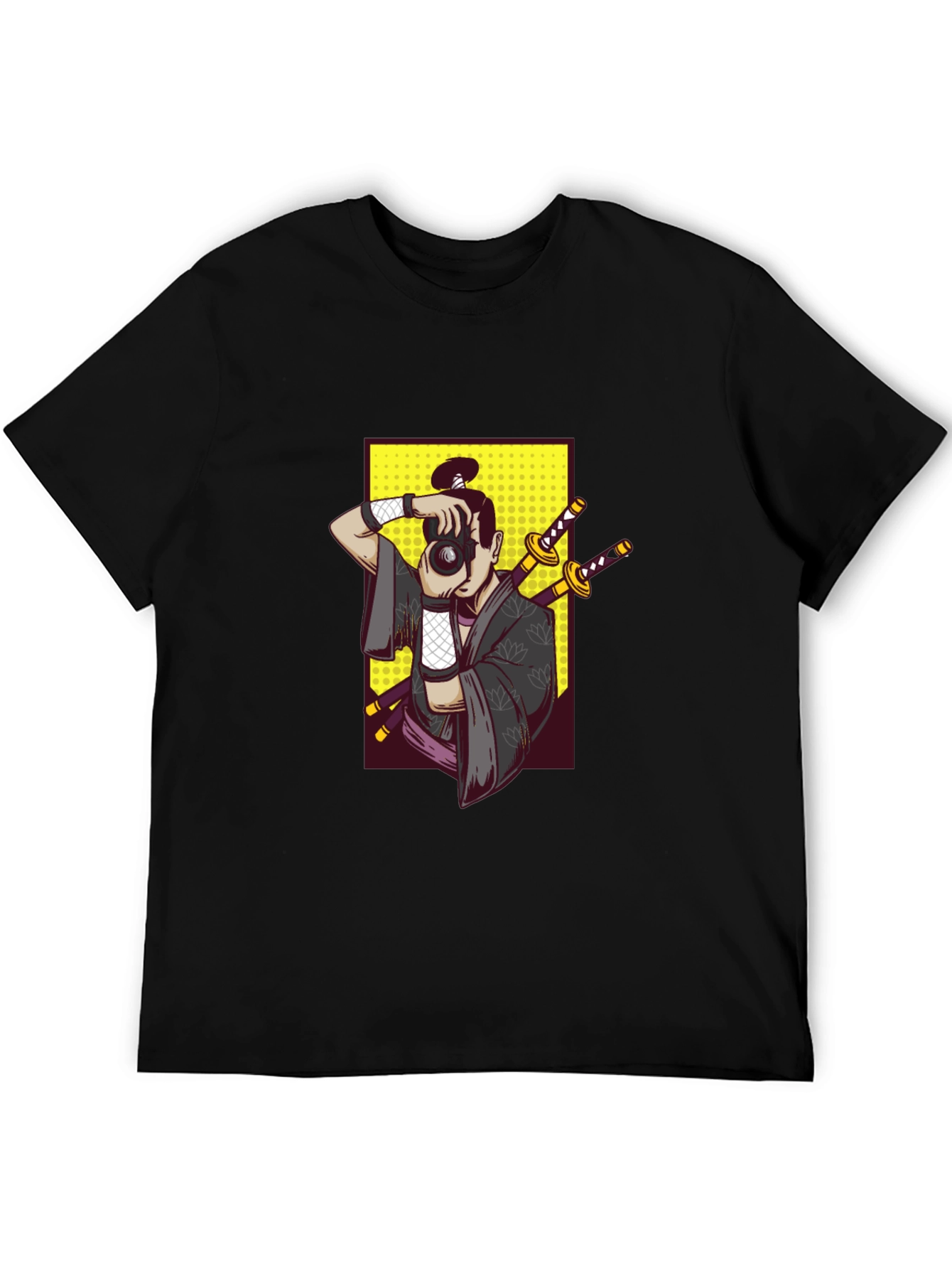 Black Samurai Photographer Graphic Tee - Unique Design view 5