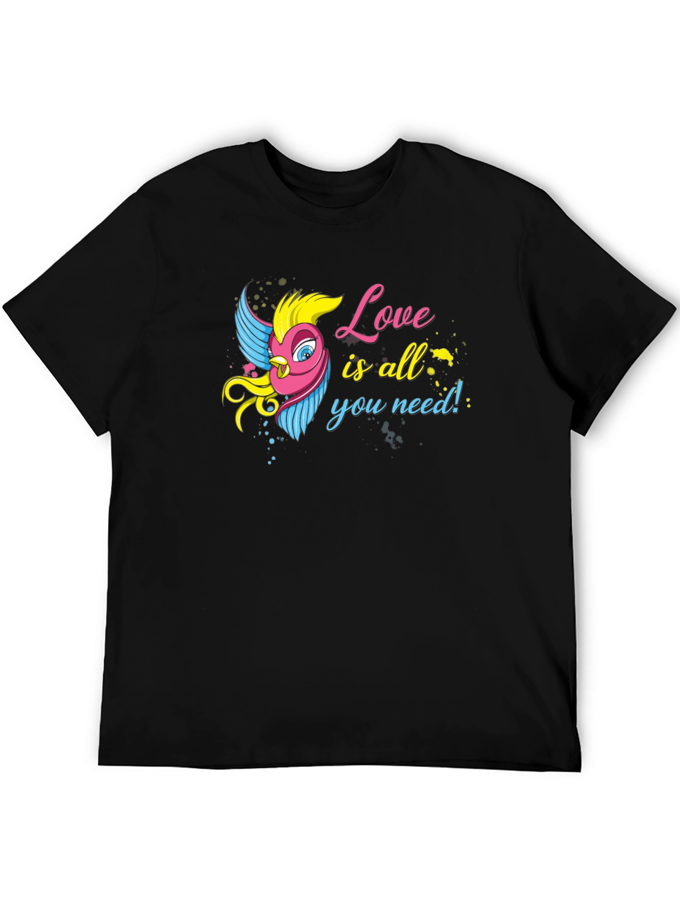 Black Love Bird Graphic Black T-Shirt - All You Need Is Love! view 5
