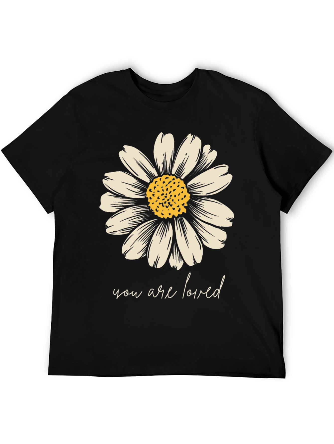 Black Daisy Graphic Tee - You Are Loved Black T-Shirt view 5