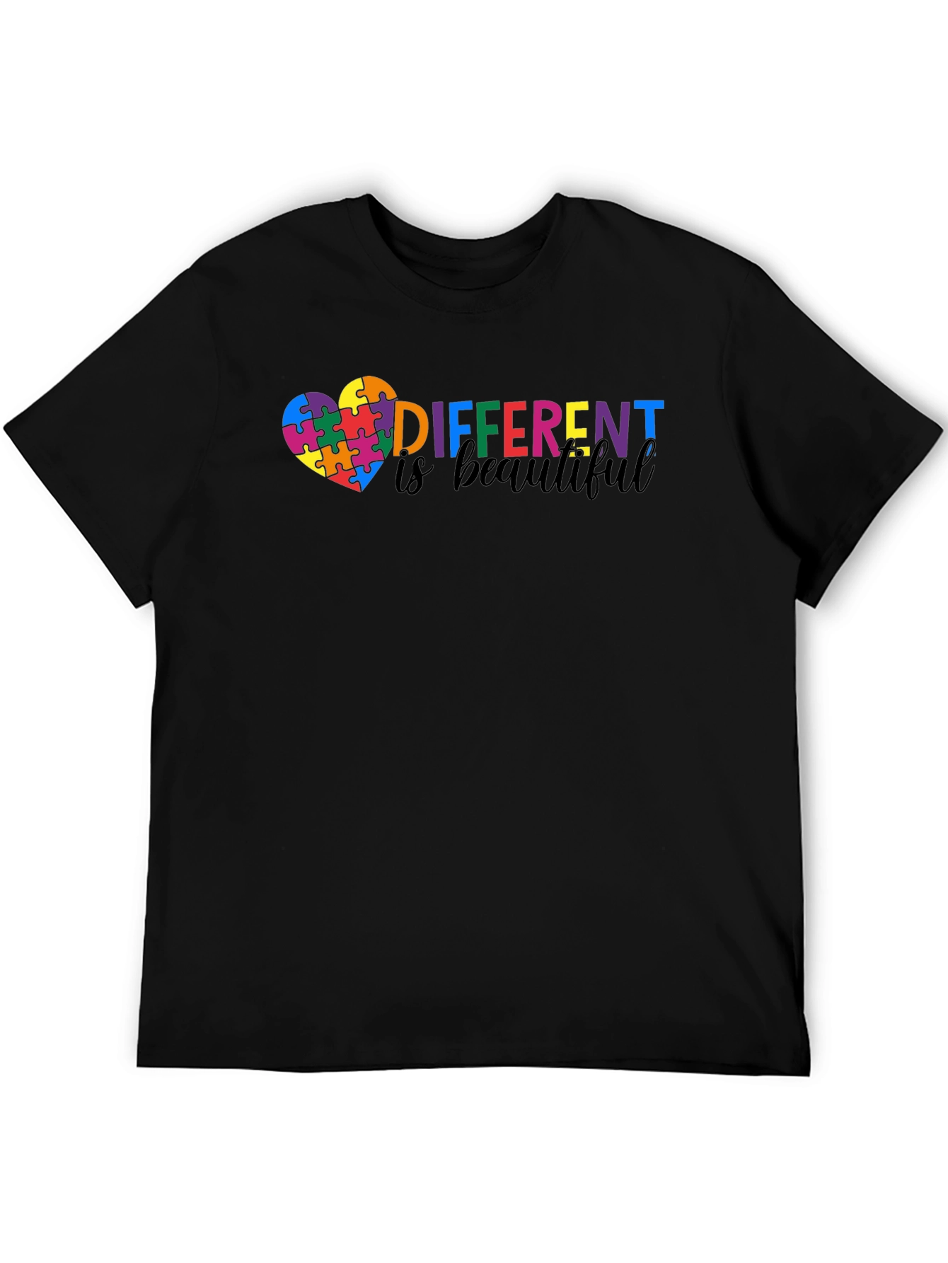 Black Different is Beautiful Autism Awareness T-Shirt view 5