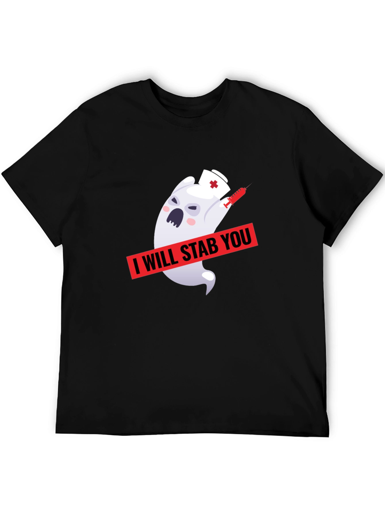 Black Funny Ghost Nurse I Will Stab You Graphic T-Shirt view 5