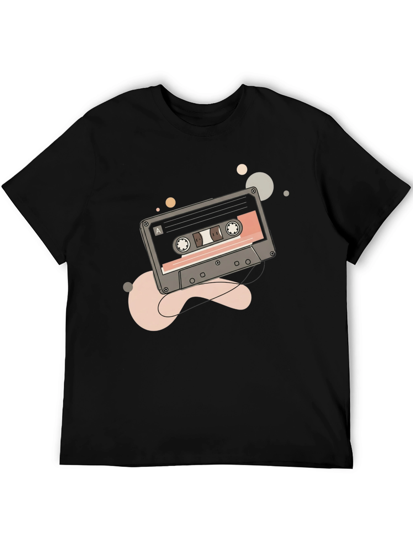 Black Retro Cassette Tape Graphic Tee - Classic Style view 5