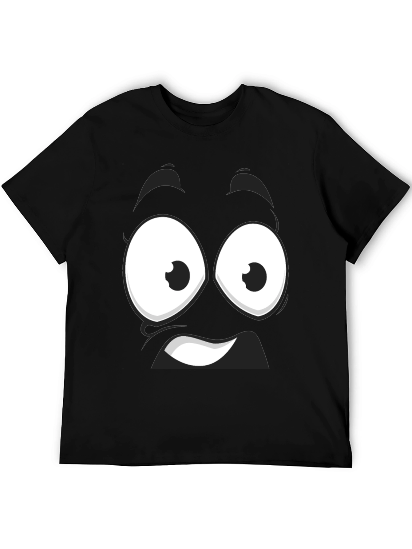 Black Funny Cartoon Face Black T-Shirt view 5
