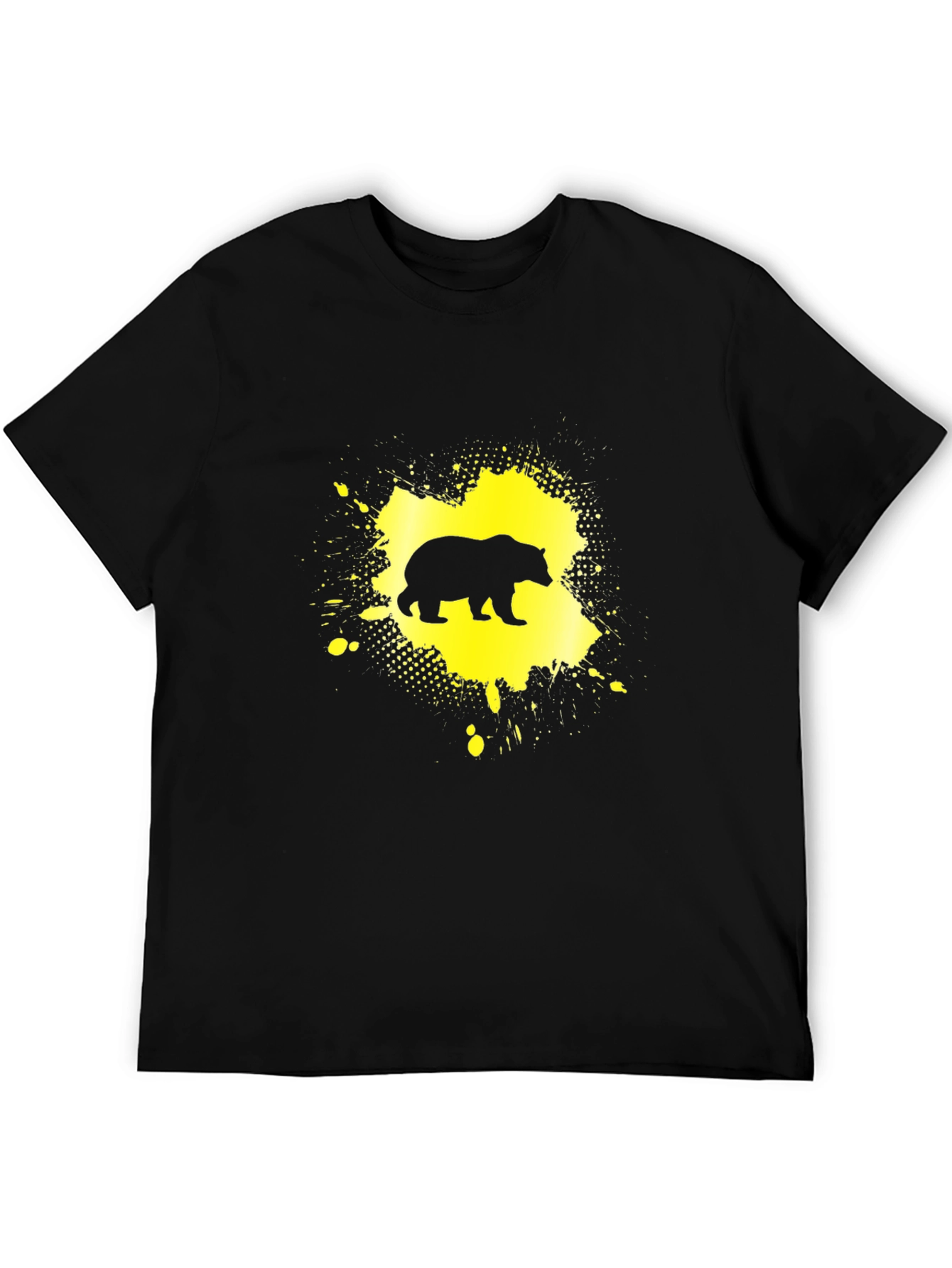 Black Bear Silhouette Graphic Tee - Black Cotton Blend Shirt view 5