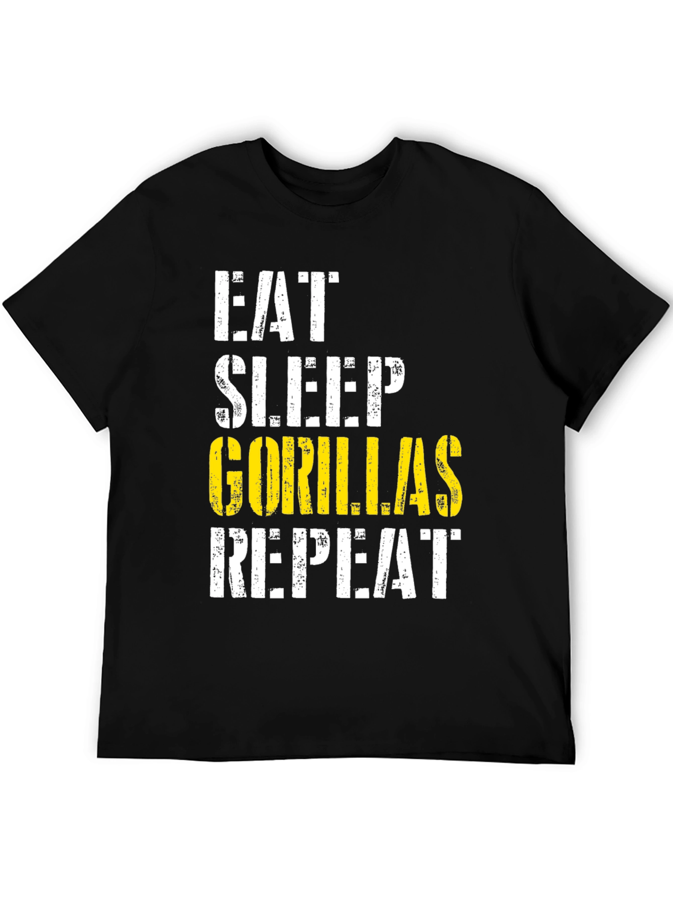 Black Eat Sleep Gorillas Repeat Black Graphic Tee view 5