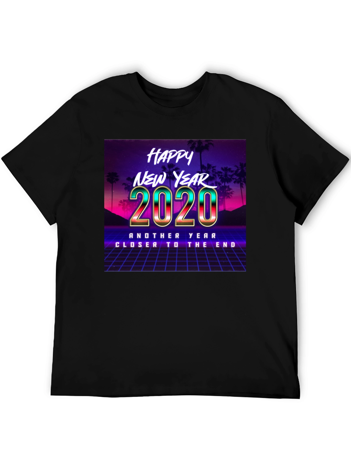 Black Happy New Year 2020 Retro T-Shirt view 5