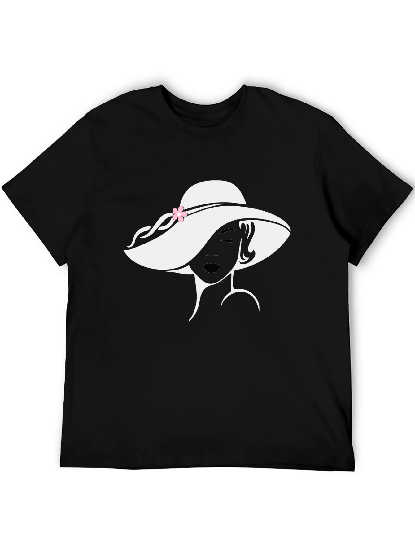 Black Elegant Woman Hat Graphic T-Shirt - Classic Black Tee view 5