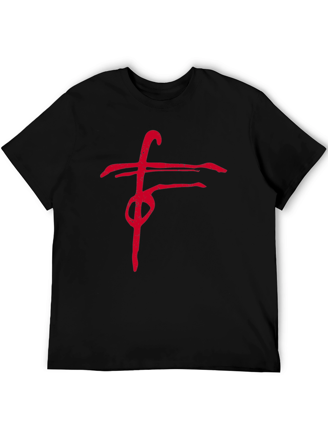 Black Black T-Shirt with Red Abstract Graphic view 5