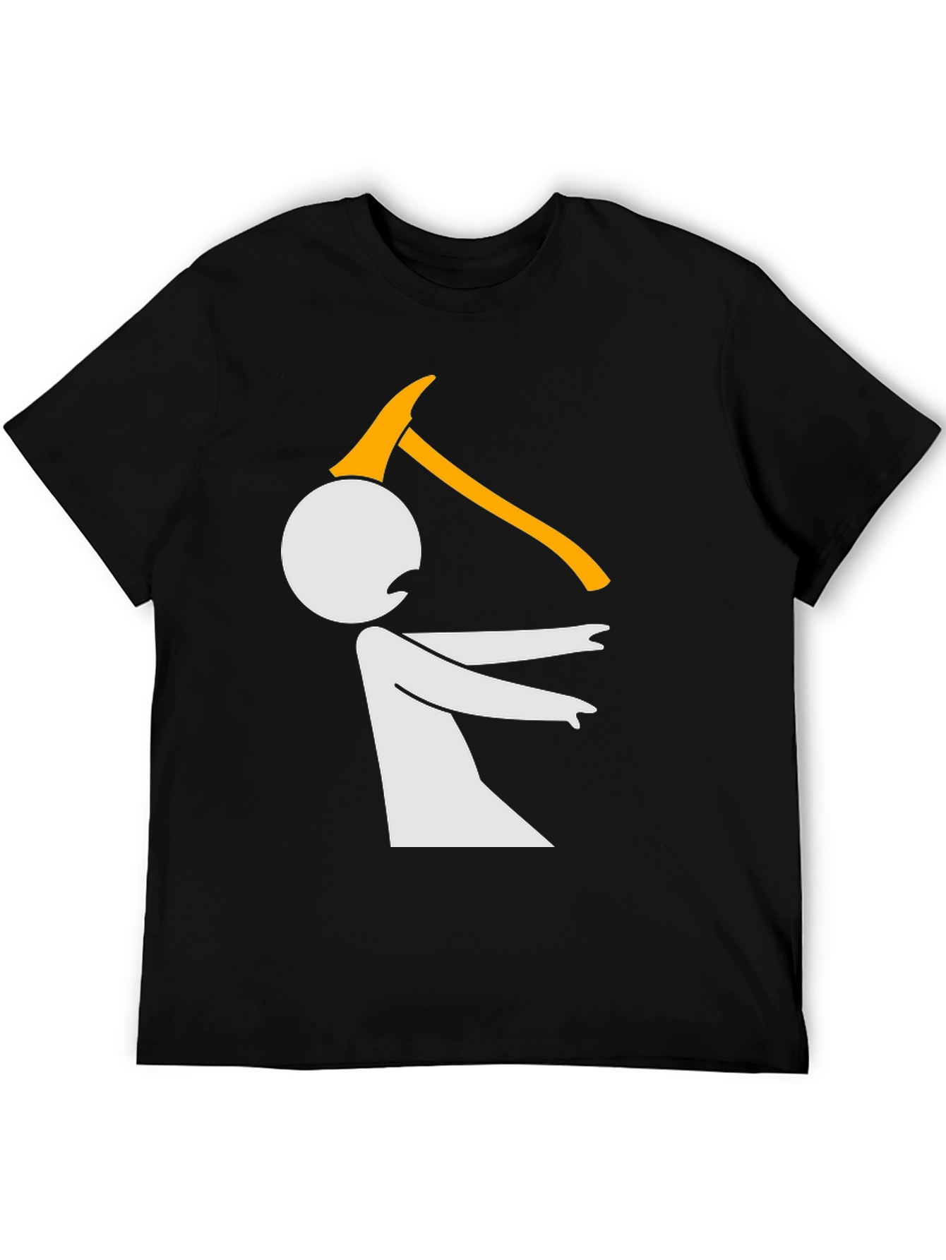Black Funny Graphic Tee - Stick Figure Axe Humor T-Shirt view 5