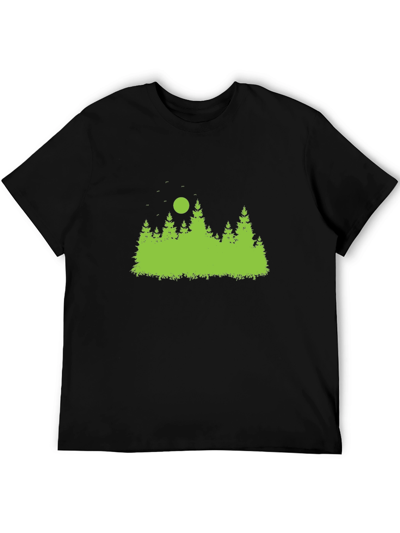 Black Green Forest Print Black T-Shirt view 5