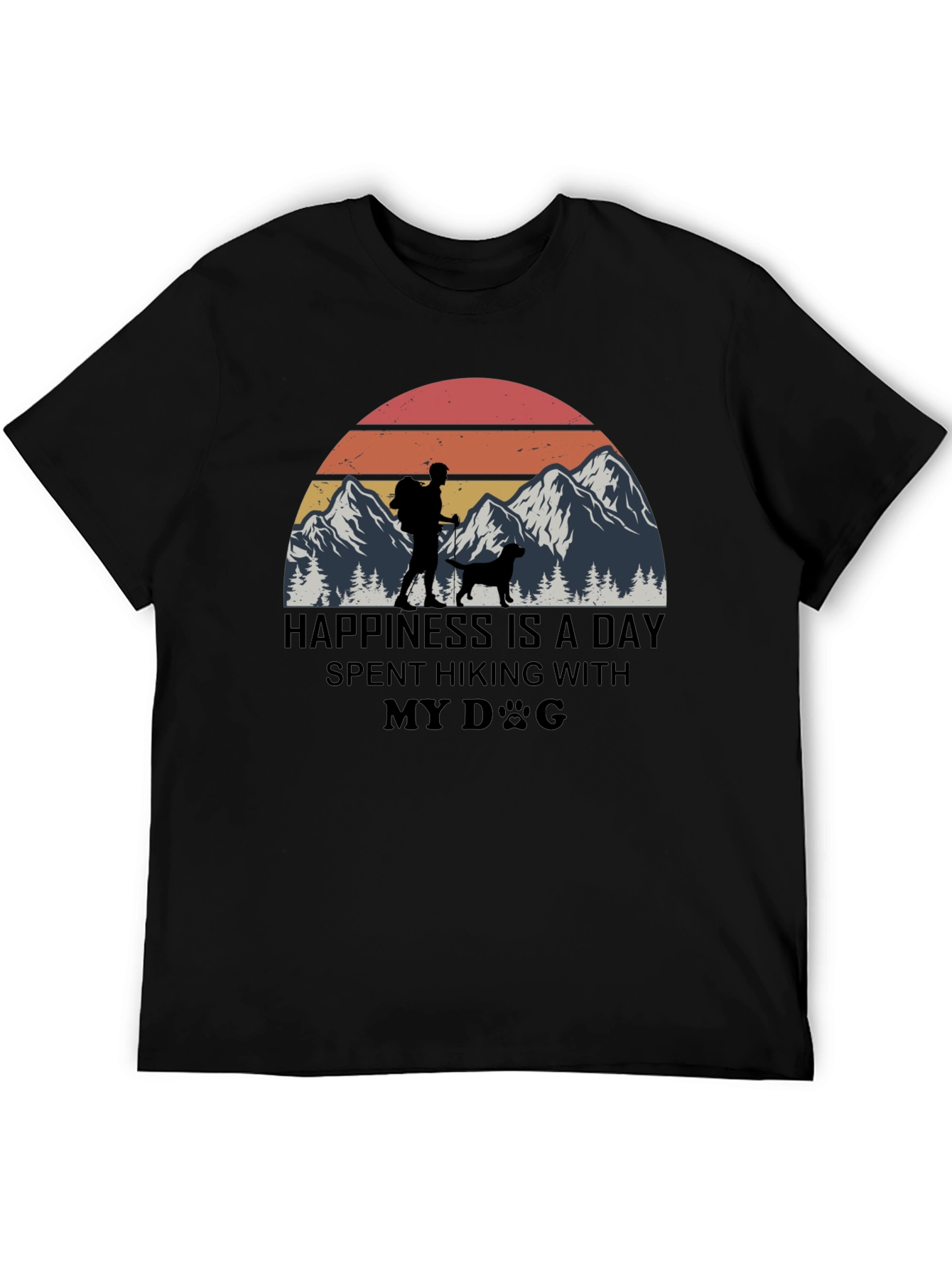 Black Happiness is Hiking with My Dog T-Shirt view 5