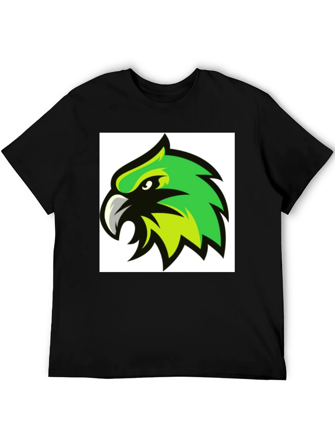 Black Bold Black T-Shirt with Green Hawk Graphic view 5