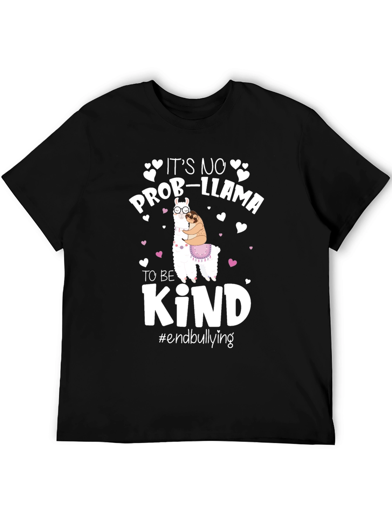 Black It's No Prob-llama To Be Kind T-Shirt view 5
