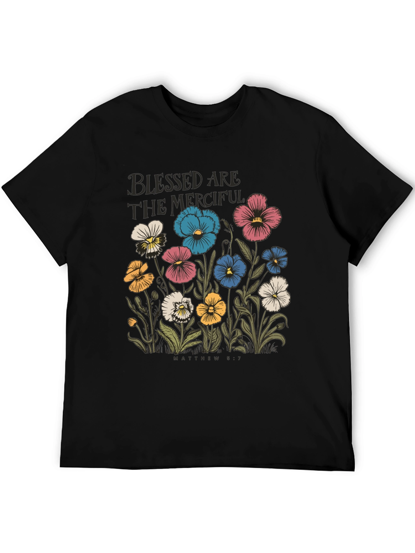 Black Blessed Are The Merciful Floral Tee view 5
