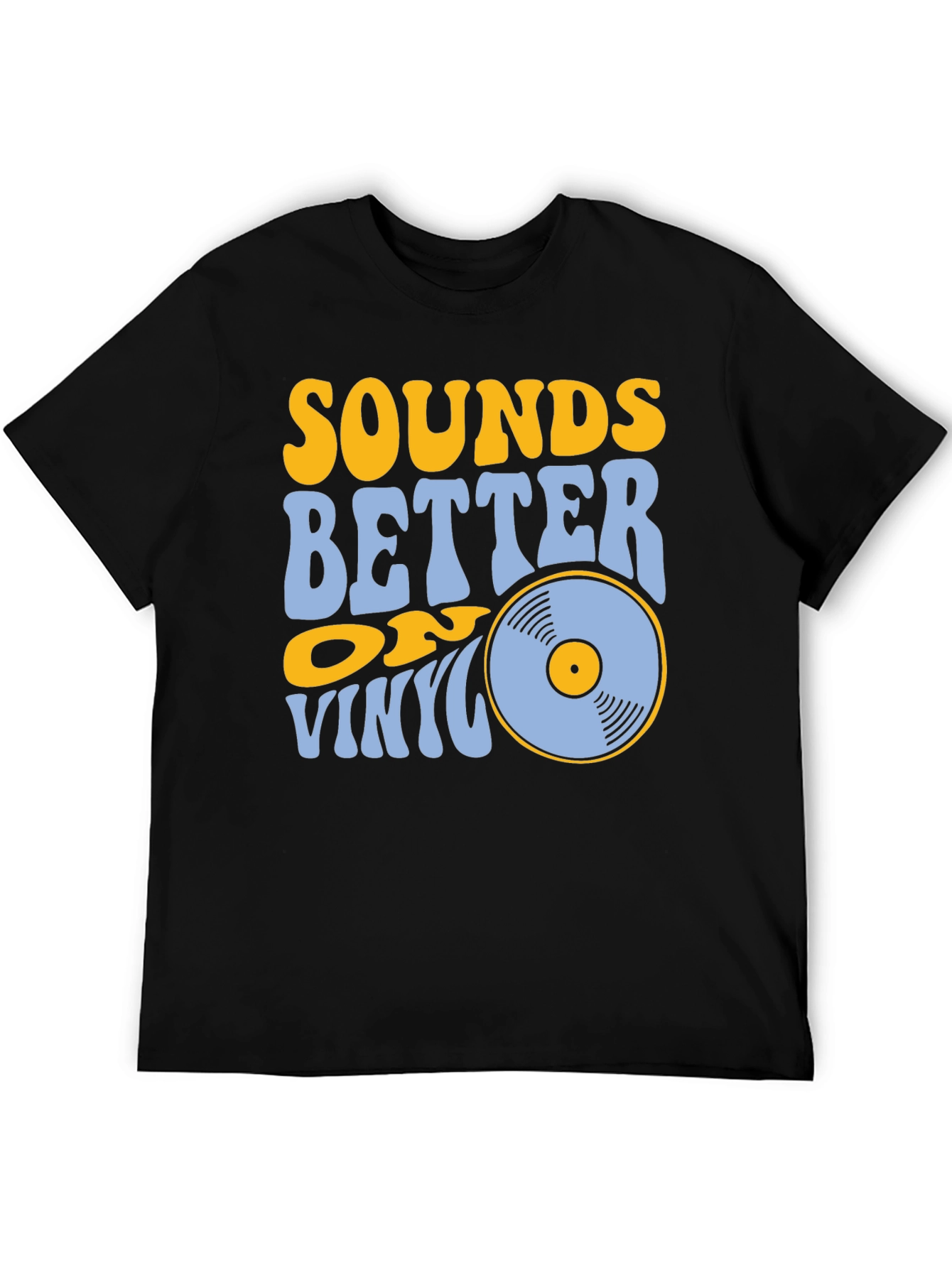 Black Sounds Better on Vinyl Black T-Shirt view 5