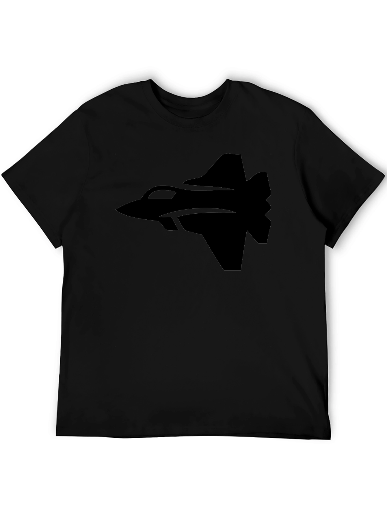 Black Fighter Jet Graphic Tee - Black Cotton T-Shirt view 5