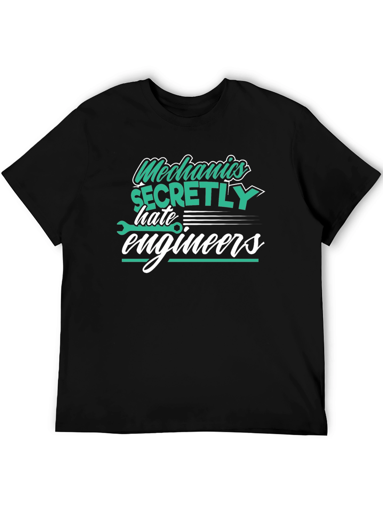 Black Mechanics Hate Engineers Black Graphic T-Shirt view 5