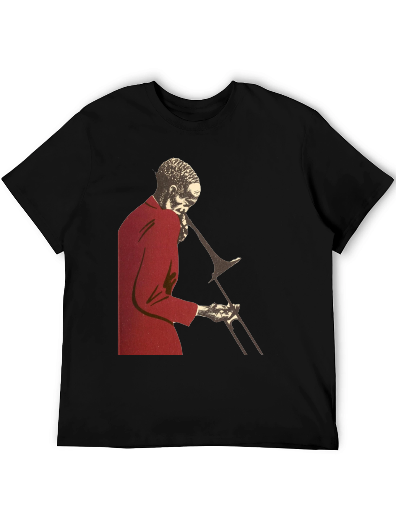 Black Jazz Trombone Player T-Shirt - Black view 5