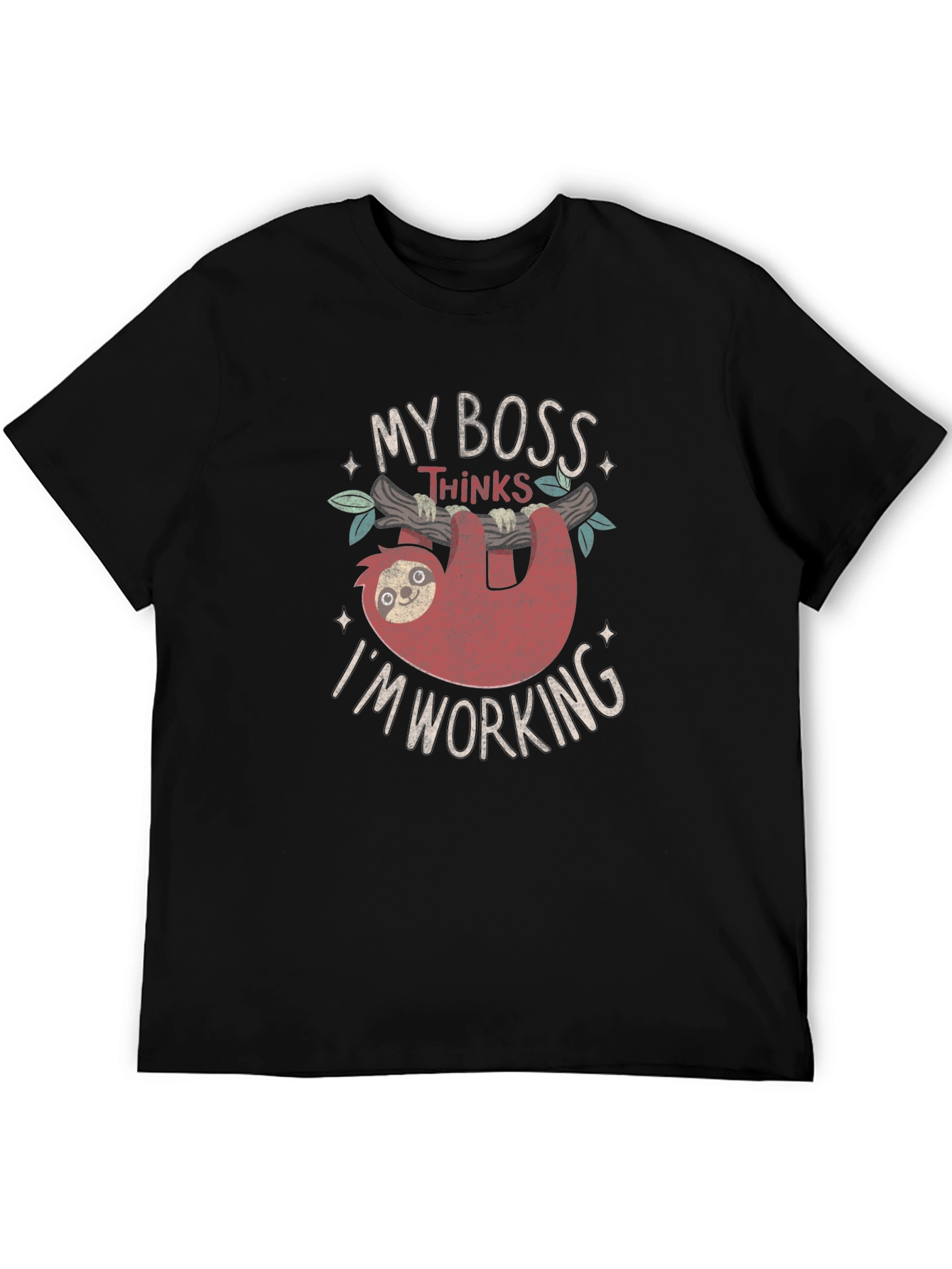 Funny Sloth My Boss Thinks I'm Working T-Shirt - 5