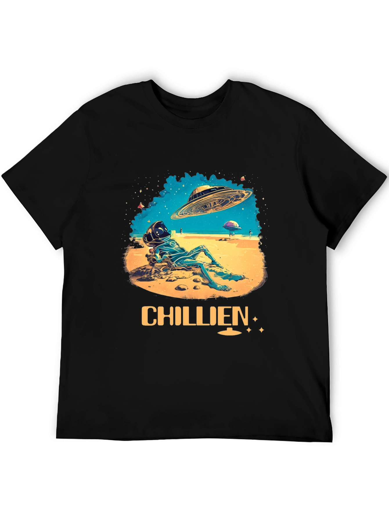 Black Chillien Alien T-Shirt - Relaxed UFO Design view 5