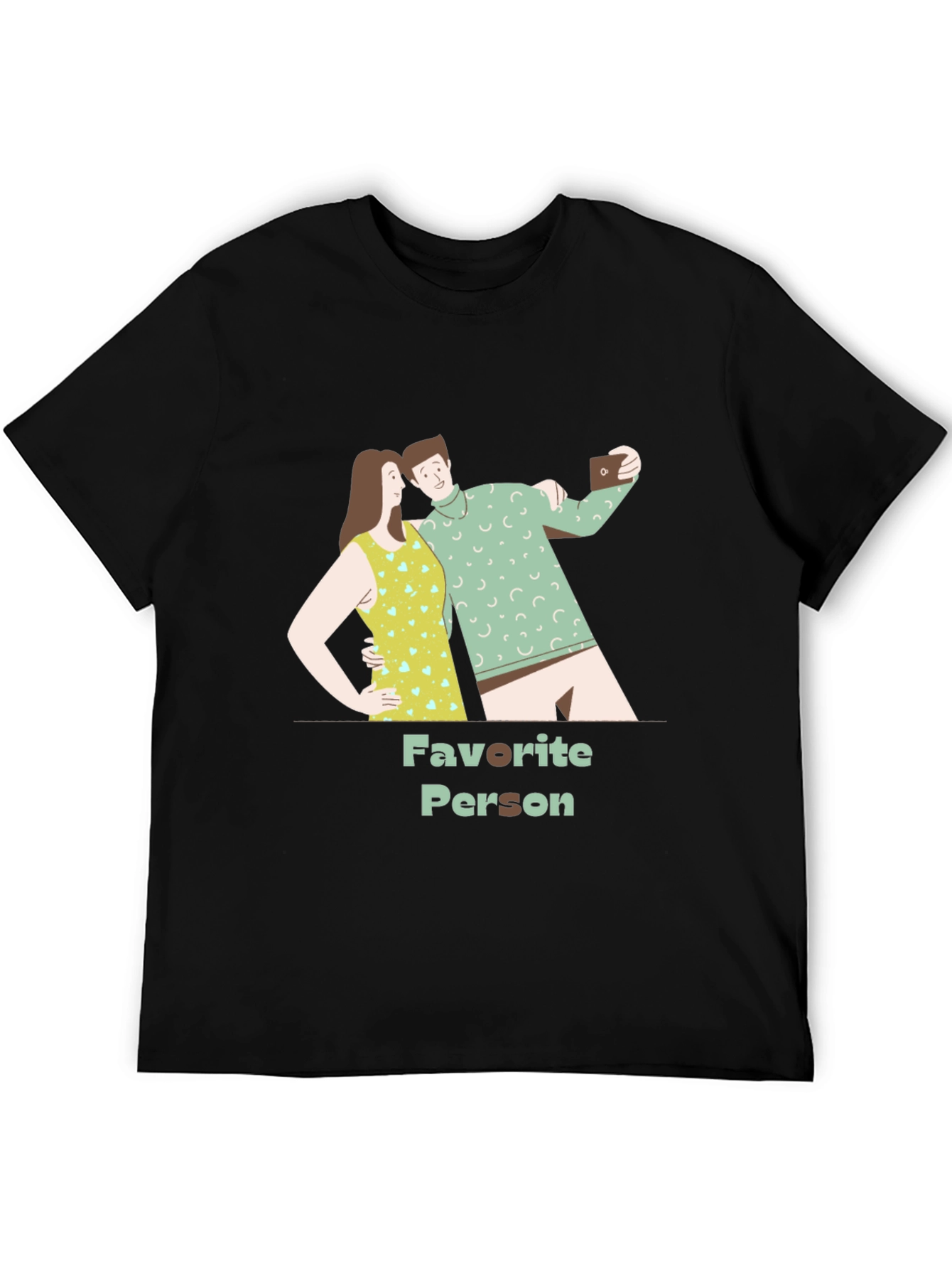 Black Favorite Person Graphic Tee - Stylish Couple Design view 5