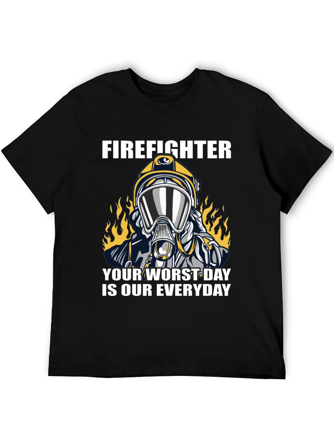 Black Firefighter T-Shirt - Your Worst Day view 5