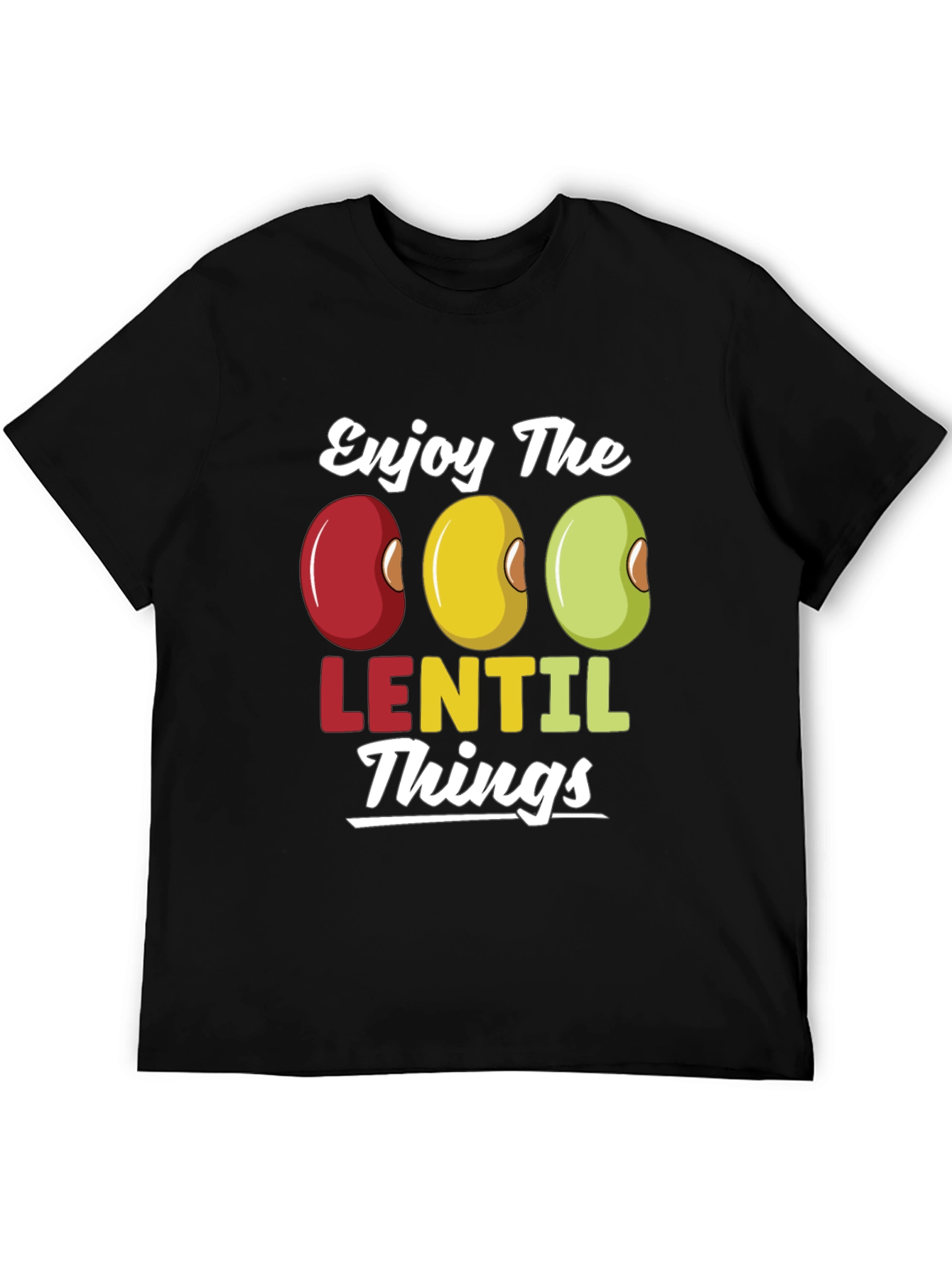 Black Enjoy Lentil Things T-Shirt - Funny Foodie Tee view 5
