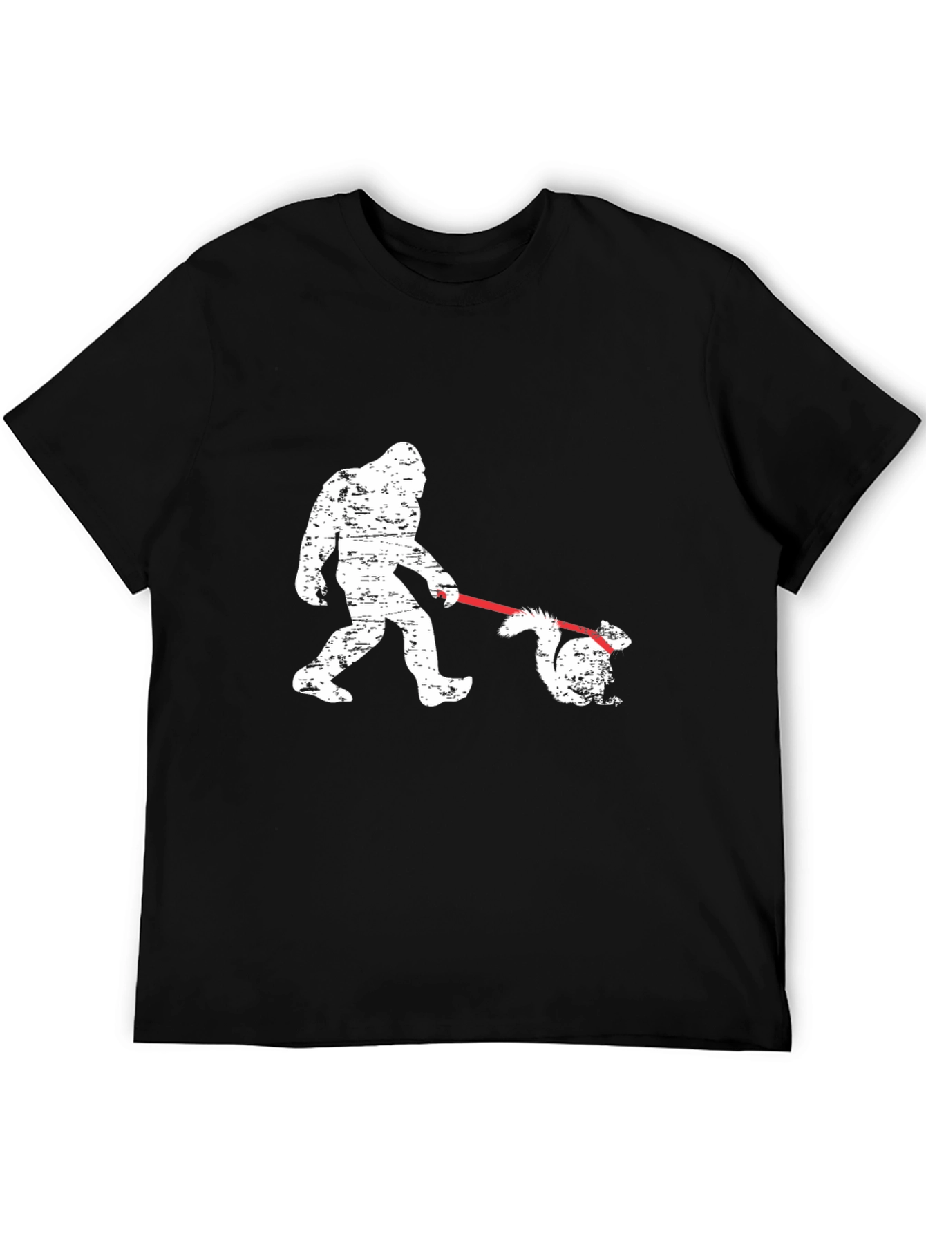 Black Bigfoot Walking Squirrel T-Shirt - Funny Graphic Tee view 5