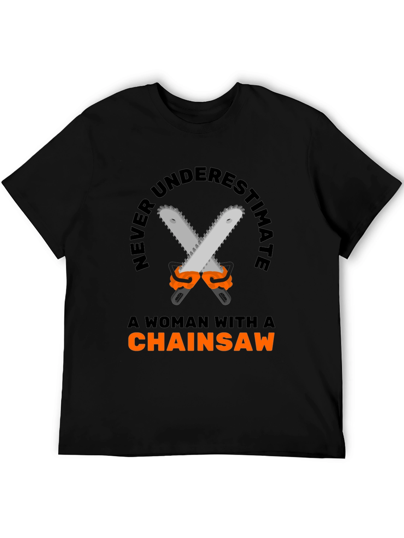 Black Woman Chainsaw T-Shirt - Funny Graphic Tee view 5