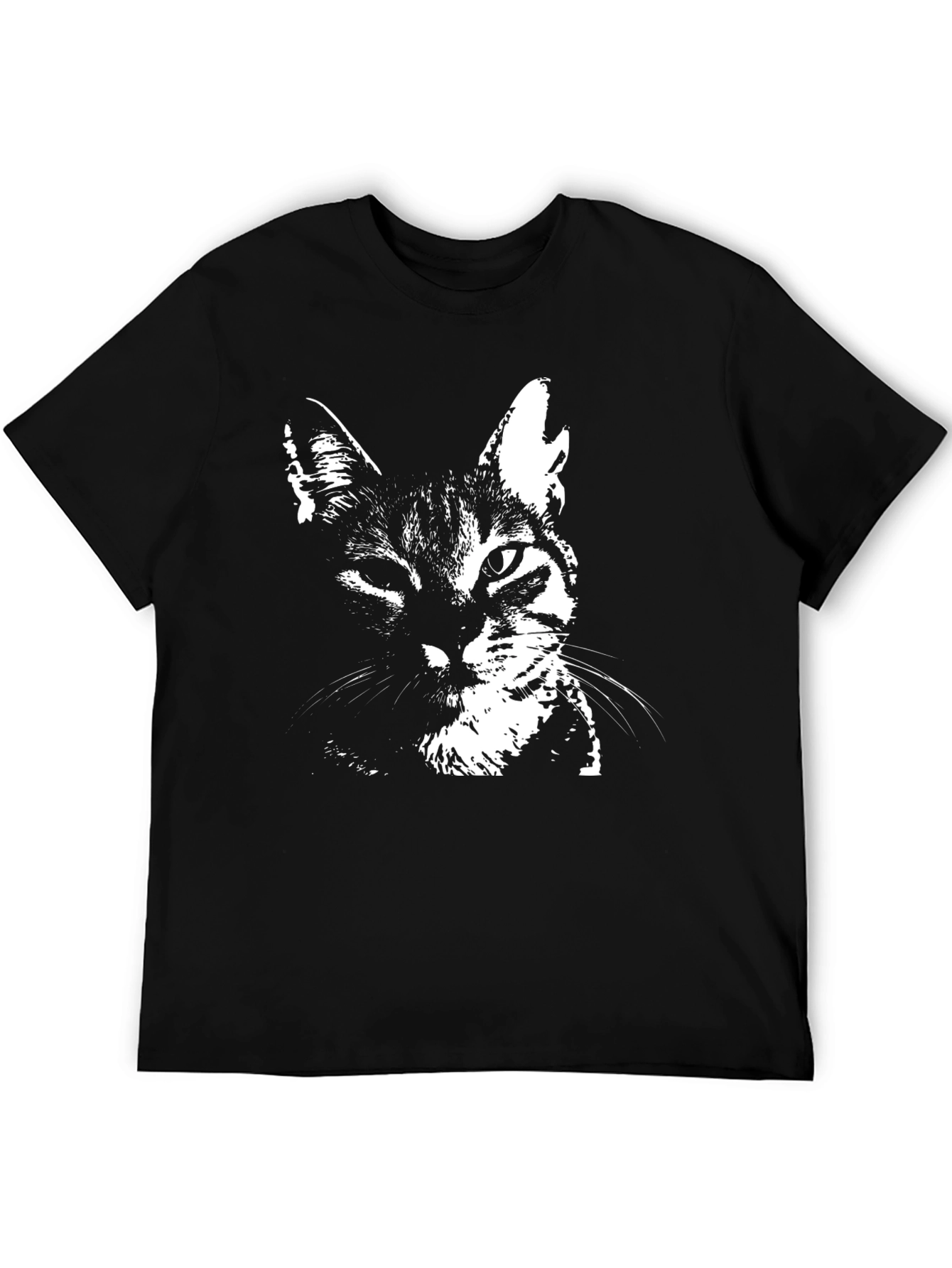 Black Cool Cat Graphic T-Shirt - Black Cotton Blend view 5