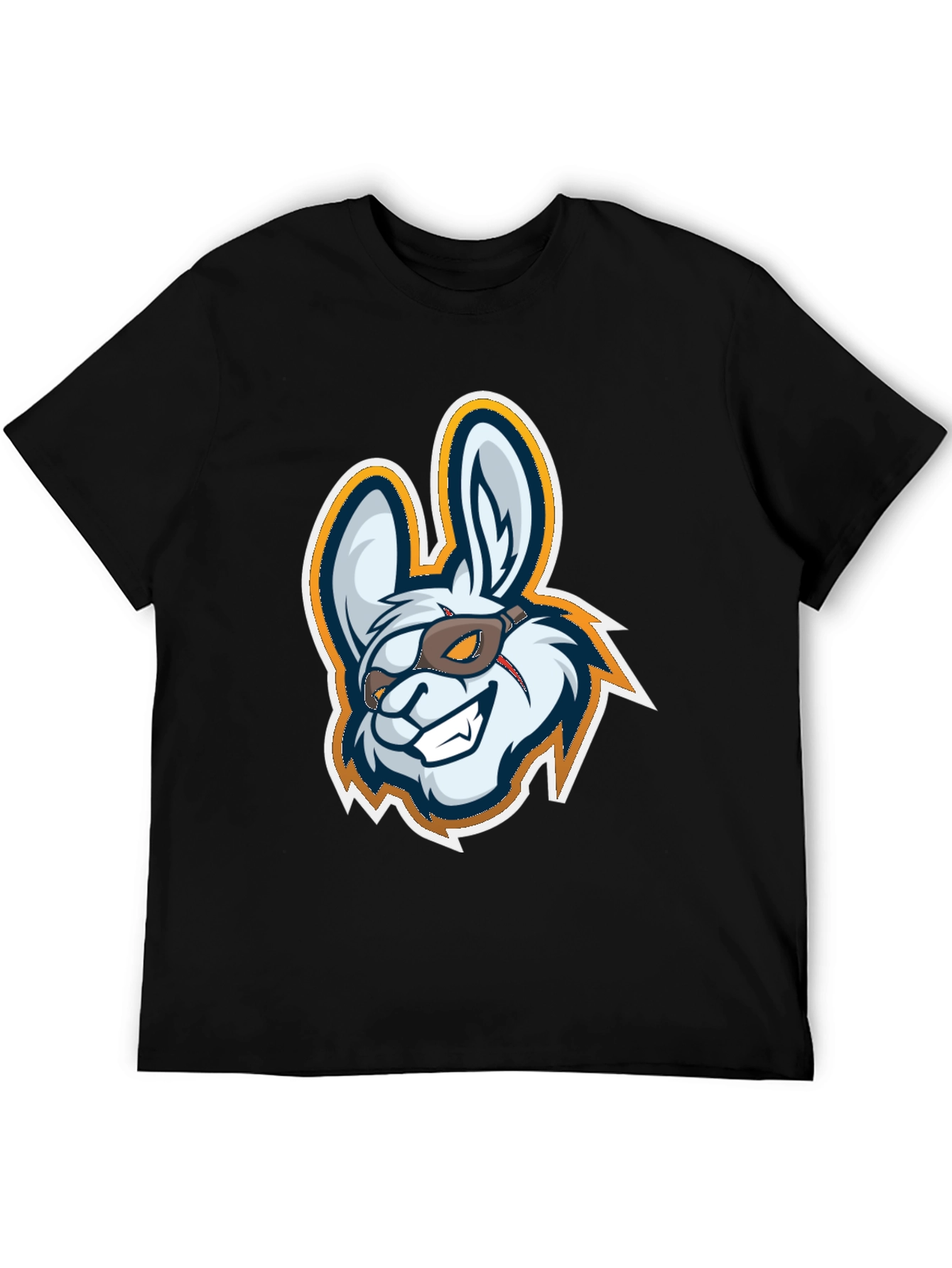 Black Cool Rabbit Mascot Graphic T-Shirt view 5