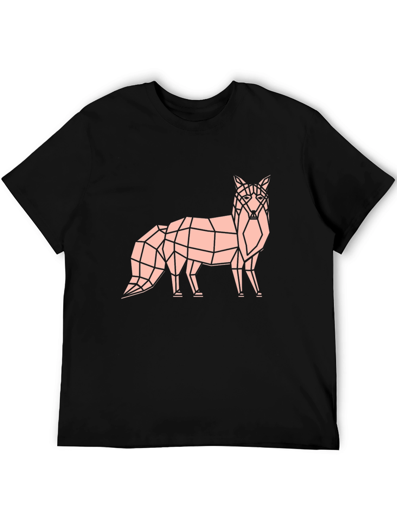 Black Geometric Fox Graphic Tee - Stylish Black T-Shirt view 5
